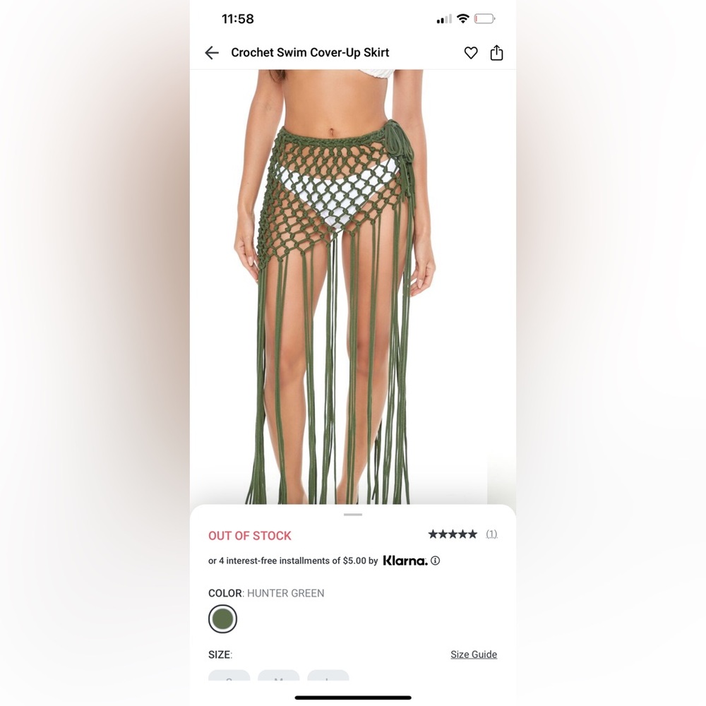 Forever 21 hunter green crochet swim coverup
